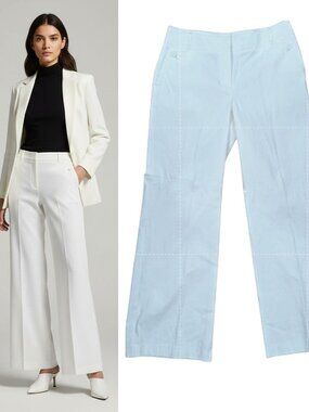 Rafaella Wide Leg Stretch Dress Pants Women's Size 12 Ultra White Classic Fit